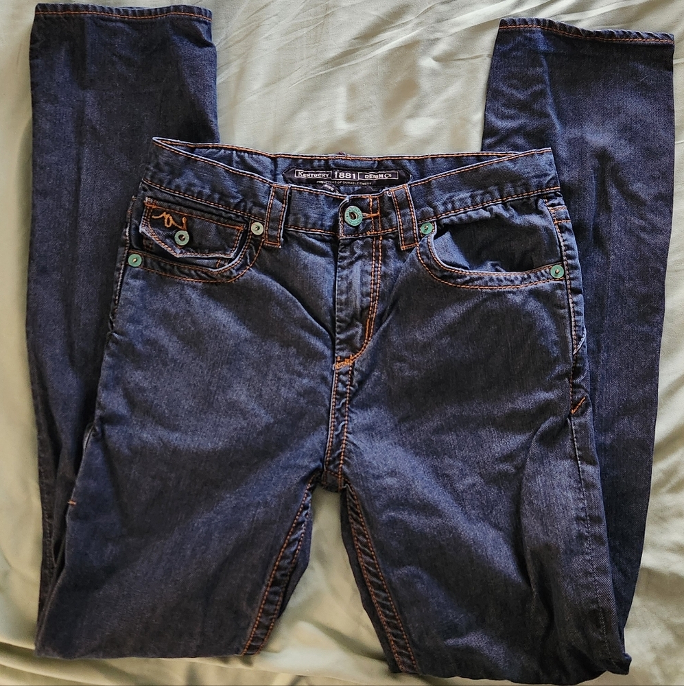 Kentucky Demin Dark Blue Jeans with Orange Stitching